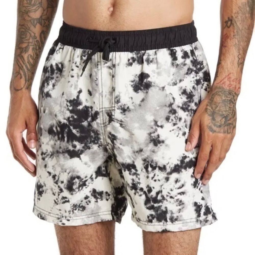 Burnside Black and Gray Swim Trunks . Size XL